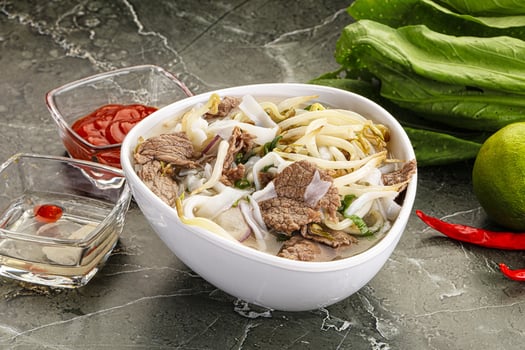 Vietnamese soup Pho Bo with beef photo