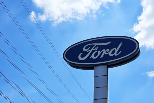Bangkok, Thailand August 15, 2024 Ford sign. It is a famous American multinational automobile manufacturer, was founded in June 16, 1903. photo