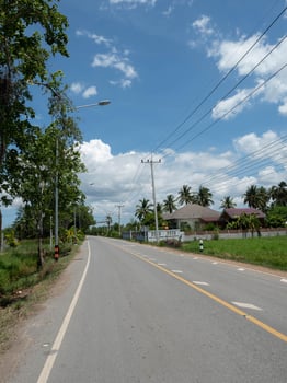 Blue sky road drive travel trip tourism nature tree empty day highway street transportation journey scenery empty blank cover template book magazine asia website social media environment freedom hill photo
