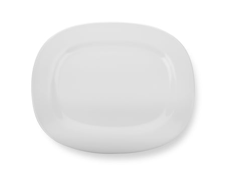 Square plate isolated on white background. Top view photo