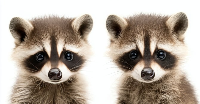 Two playful raccoon cubs exploring together indoors photo