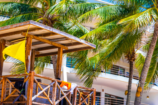 Lookout and watchtower on the Caribbean beach in Playa del Carmen Mexico. photo