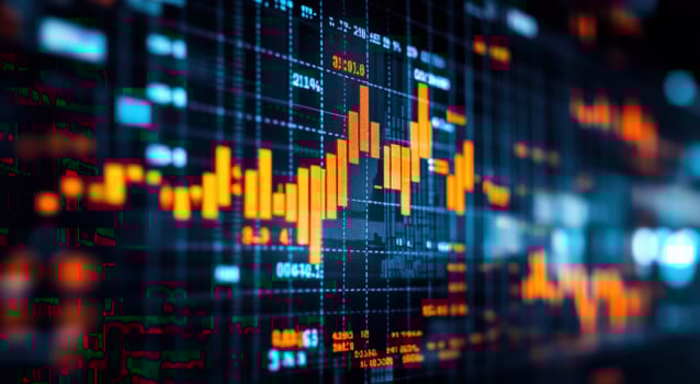 Vibrant stock market graph showcasing data trends and fluctuations, emphasizing financial investment and analysis. photo