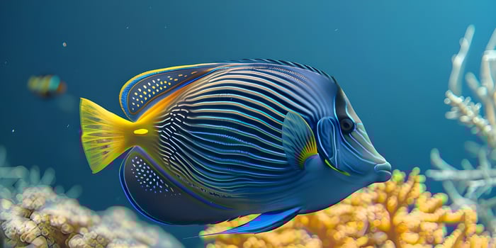 Ocean Background with Colorful Surgeonfish Swimming photo