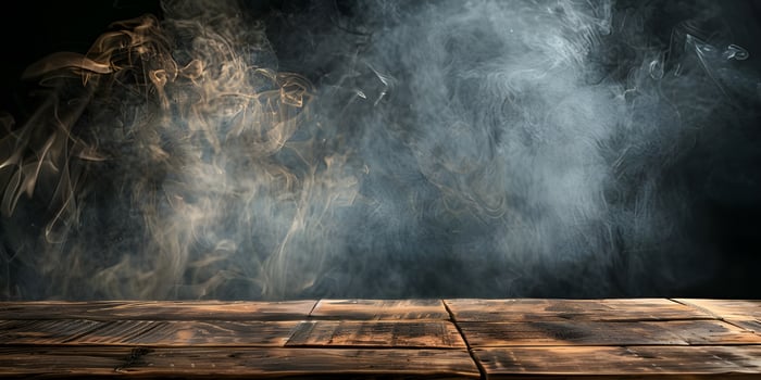 Aromatic Smoke on a Rustic Table Background photo