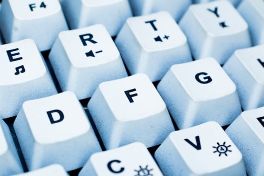 Close up photo of keyboard keys. Macro photo computer keyboard with white color.
