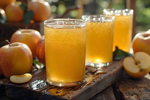 Refreshing Apple Cider Glasses With Fresh Apples - Perfect for Autumn and Holiday Celebrations photo