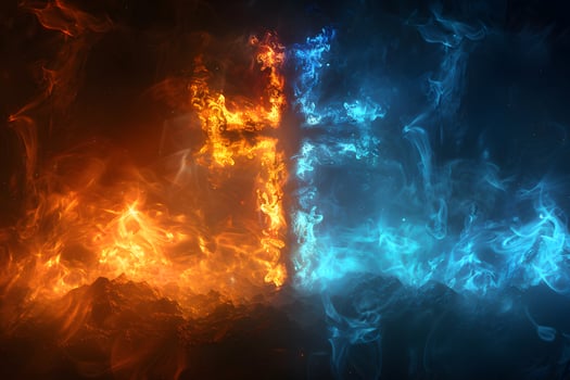 Fire and Ice Elements Symbolizing Contrast and Balance - Ideal for Posters, Cards, and Digital Artwork photo