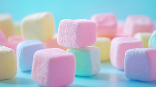 Colorful candy marshmallows. Pastel sweet treats. photo