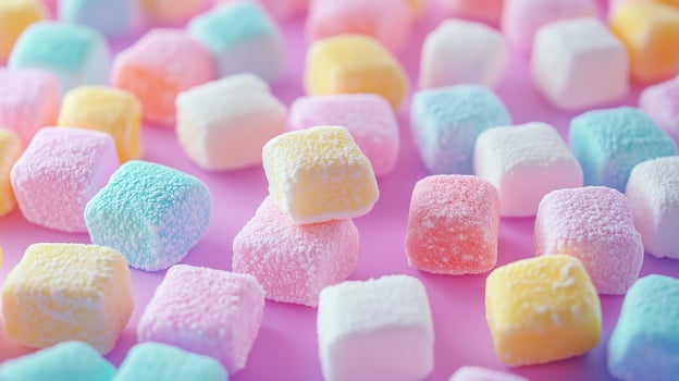 Colorful candy marshmallows. Pastel sweet treats. photo
