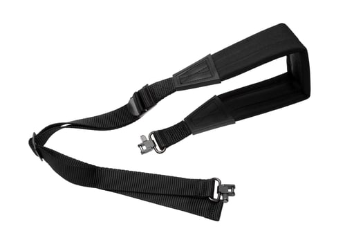 Sturdy modern nylon shoulder strap. Weapon strap. Isolate on a white back photo