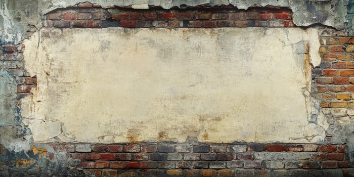 This weathered wall features rustic textures and a blank space ideal for customizable text or graphics, perfect for artistic projects and appealing backgrounds in various creative endeavors photo