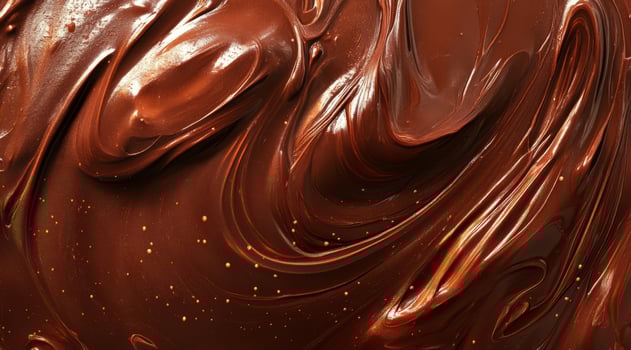 The rich, glossy texture of melted chocolate, swirling elegantly with a smooth sheen, is absolutely perfect for enhancing desserts and inspiring various culinary creations and ideas photo