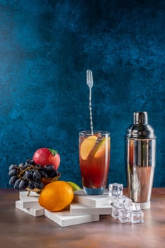 Healthy Cocktail with Shaker and Ice Cubes photo