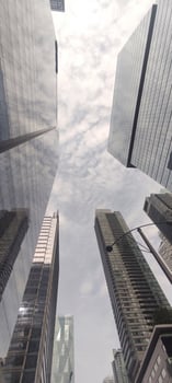 Skyscrapers view from below, urban architecture of the metropolis photo