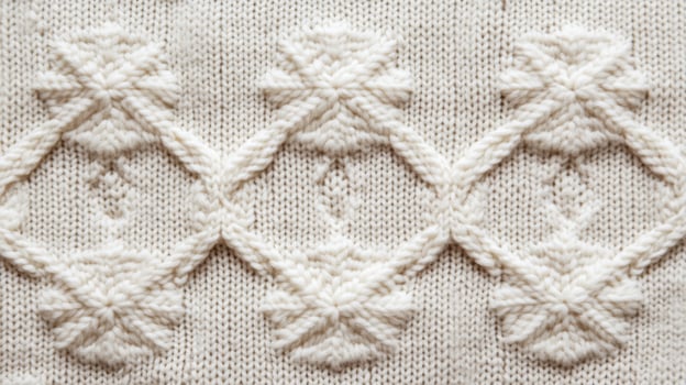 Cozy cable knit texture in cream with subtle snowflake patterns festive Christmas warmth classic sweater feel perfect for holiday greetings photo