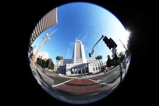 Los Angeles City Hall from across the Street - Fisheye Lens photo