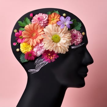 Floral Brain Illustration Mental Health Awareness photo