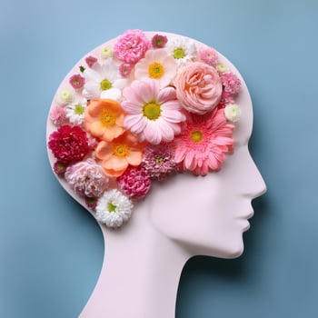 Floral Brain Illustration Mental Health Awareness photo