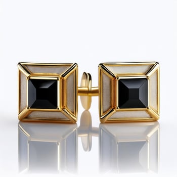 Chic Black Border Cubic Stones Gold tone Cufflinks Luxury Chic Cuff links YW27G photo