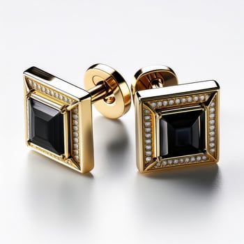 Chic Black Border Cubic Stones Gold tone Cufflinks Luxury Chic Cuff links YW27G photo