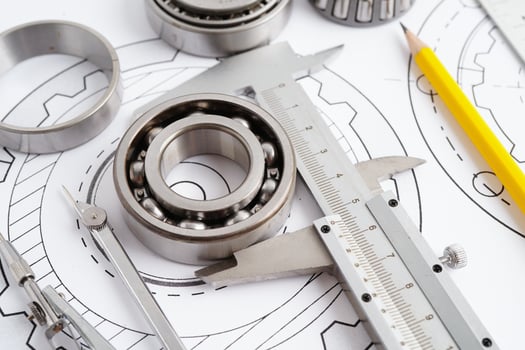 Engineering and precision tools with metal ball bering, mechanical industrial. photo
