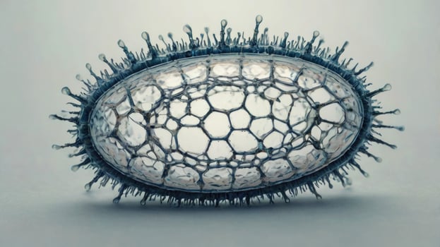 Virus close up view on light grey medical science background. photo