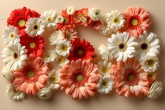 Beautiful Floral Arrangement with Red and White Daisies - Perfect for Spring and Summer Decor, Invitations, Posters photo