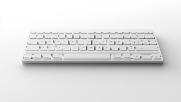 Minimalistic white keyboard on a light surface for modern workspace efficiency photo