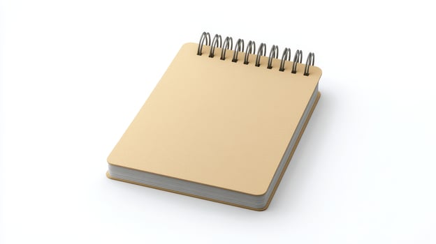 Blank spiral notebook on a white background for notes, planning, or drawing photo