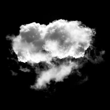 Black cloud or smoke isolated over white background, black and white grayscale negative reversed color mode illustration photo