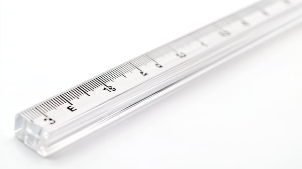 Clear acrylic ruler measuring up to 30 centimeters positioned on a white surface photo