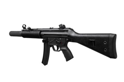 Modern automatic rifle isolated on white photo