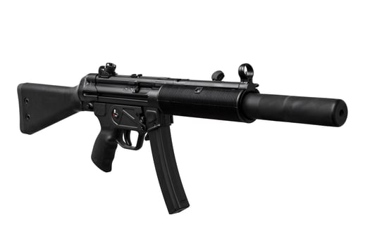 Modern automatic rifle isolated on white photo