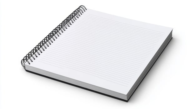 Blank spiral notebook resting on a flat surface, ready for writing or drawing in a well-lit study area photo