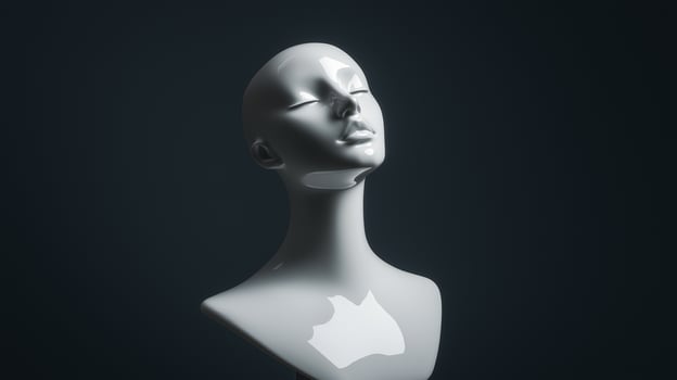 Shiny grey mannequin on a black background photo