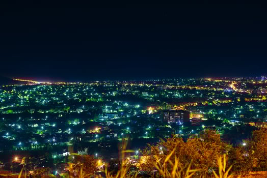 View of the city of Pyatigorsk from the top of Mount Mashuk at night. photo