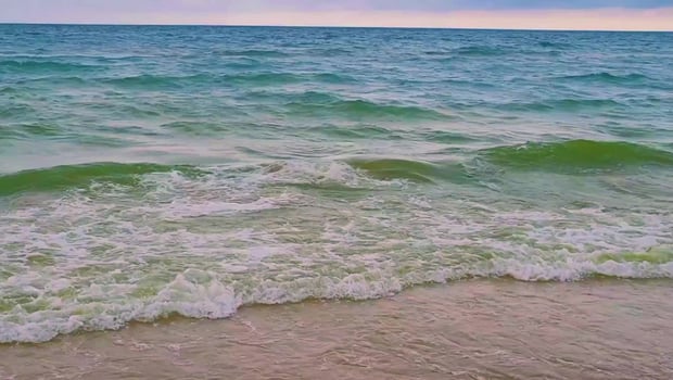 Black Sea Foam waves of green-blue color. Horizontal vision of 4k form. Coast of the Black Sea. photo