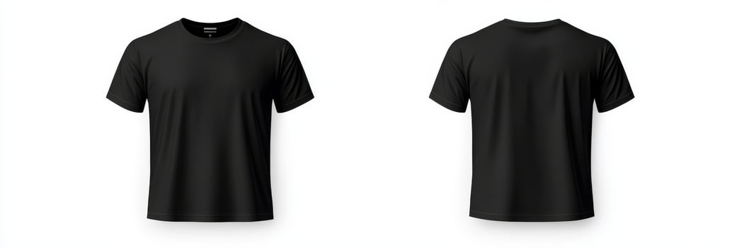 This highquality mockup features a blank black tshirt, offering detailed showcases of both front and back views, ideal for design presentations, marketing displays, and printing purposes photo