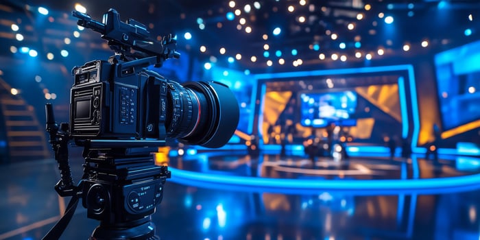 A professional studio uses a highquality camera system to capture vibrant lights and intricate designs, creating an exciting live broadcast that viewers will cherish and remember photo