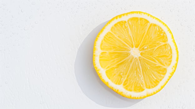 A slice of lemon on a white surface photo