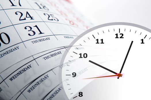 wall calendar with the number of days and clock photo