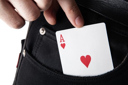 card ace from the pocket and a man's hand photo