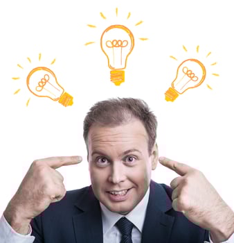 portrait of a man with an idea on a white photo