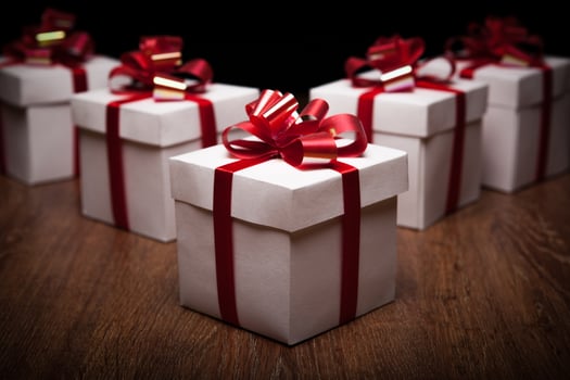 small gift boxes on the table photo