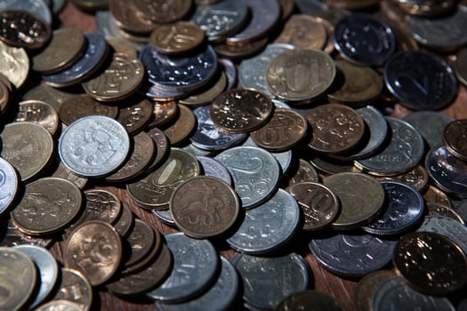 handful of Russian rubles photo
