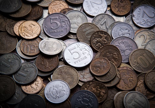 handful of Russian rubles photo