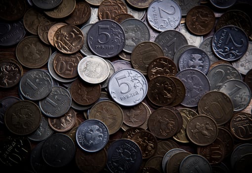 handful of Russian rubles photo