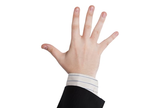 male hand showing five fingers photo