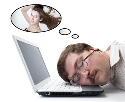 employee for computer dream girl fashion model photo